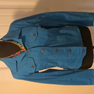 L. A. L blue jacket with snap buttons and front pockets. Medium